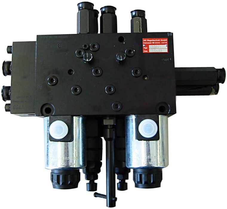 Steuerblock Niveauregulierung 12 VDC hydraulische Auflagelastregelung 50-150 kg | Webshop - Maschinen und Werkzeuge Benad