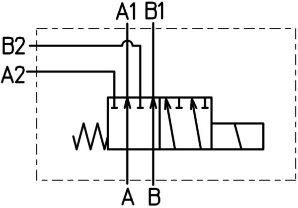 6/2 Wegeventil -TB-; Grundventilausführung; 12 VDC; Ausführung rechts; Anschlussgewinde M18 x 1,5; Q max 70 l/min