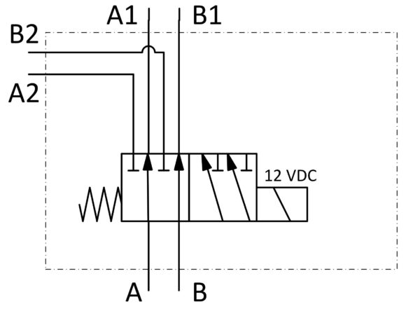 6/2 Wegeventil -TB-; 12 VDC; Anschlussgewinde G3/8; Q max 40 l/min