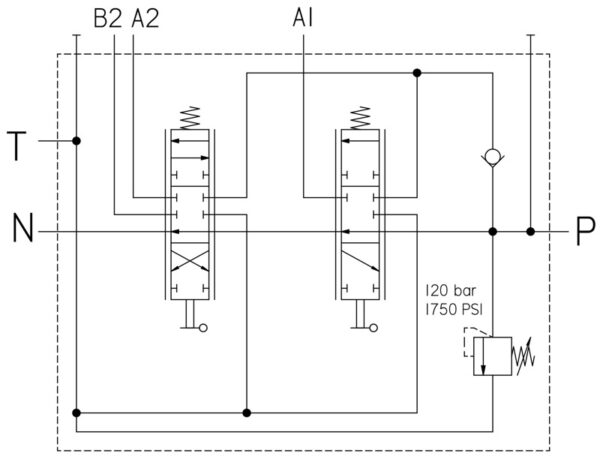 Einhebelsteuerventil 45 l/min; dw/ew; 2000 mm Seilzug; inkl. Verschraubung