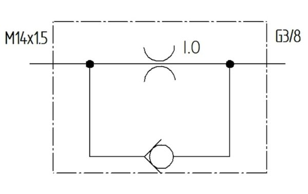 Drosselrückschlagventil GE 08L; G3/8; Drosselung 1,0 mm