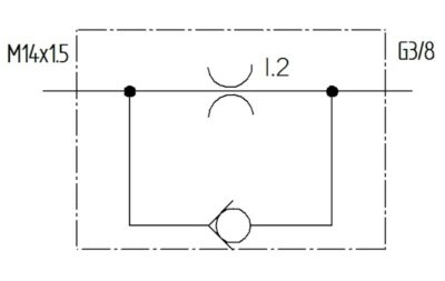 Drosselrückschlagventil GE 08L; G3/8; Blende 1,2 mm