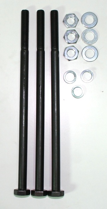 Schraubensatz; 3 Stück M10 x 200 inkl. Federringe, Scheiben und Mutter